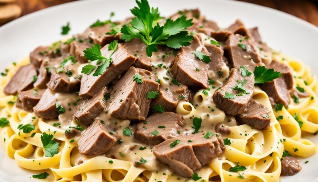 Beef Stroganoff with Buttery Noodles